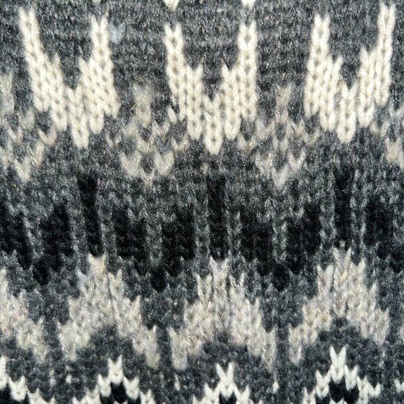 Anthropologie JOHN + JENN WES FAIR ISLE Black Gray & Cream Off-Shoulder Sweater - Picture 7 of 12